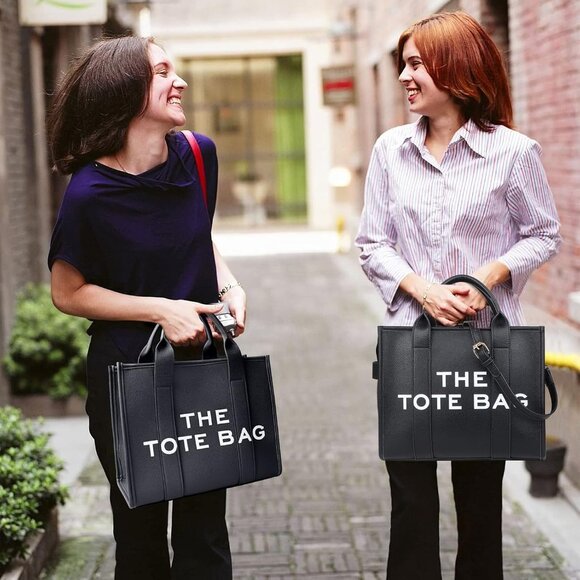 Women Pu-blackPersonalized Canvas Crossbody Tote Bag with Zipper Mini Top-Handle - Picture 3 of 6